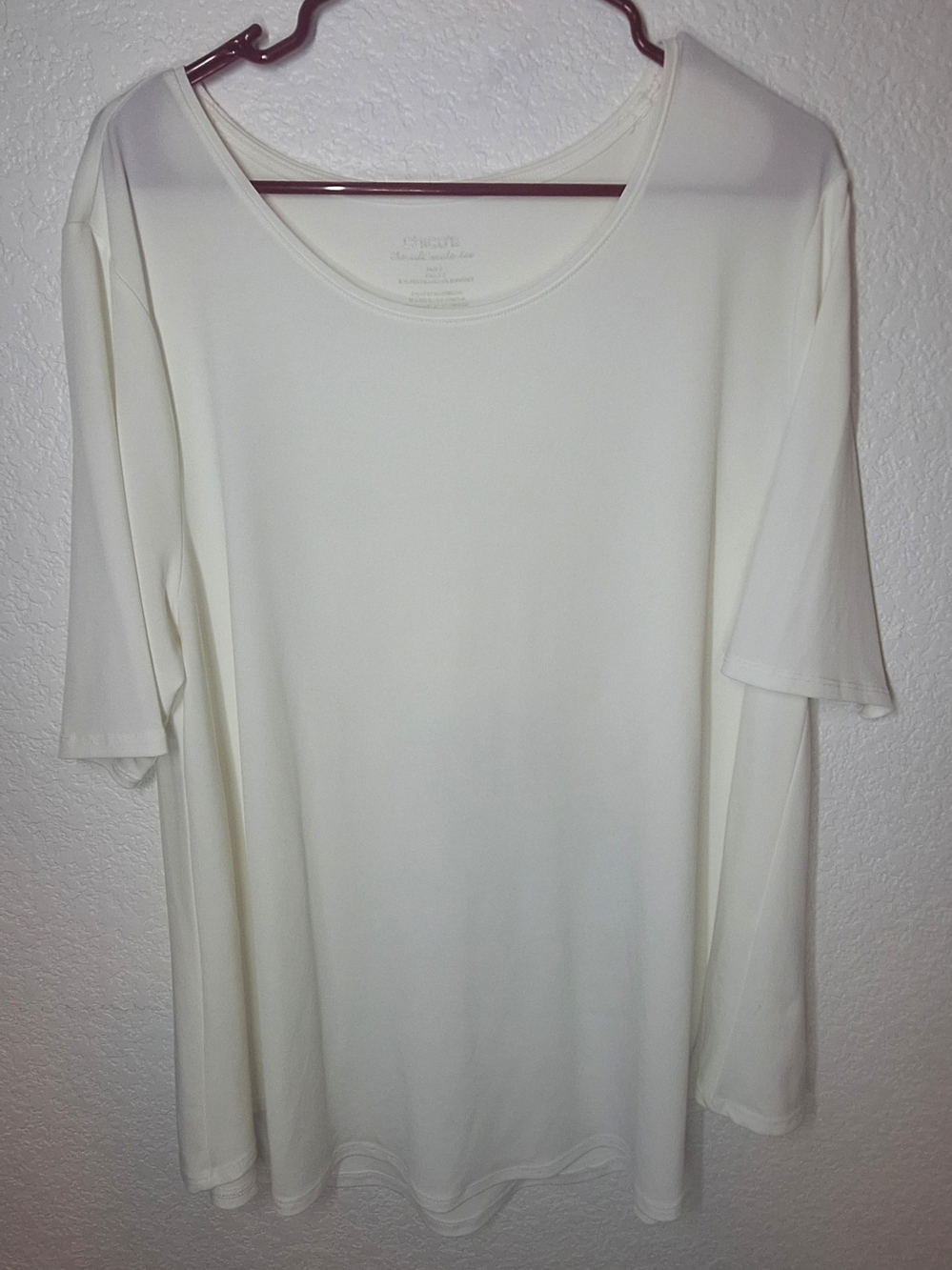 Chico's The Ultimate Tee Cream White Knit Top Stretch Size 3